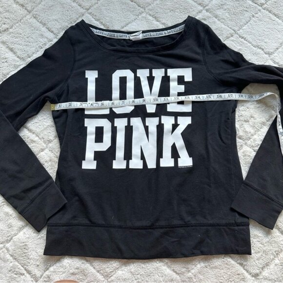 Victoria's Secret PINK | Black "LOVE PINK" Pullover Sweater | Size Small - Picture 8 of 9